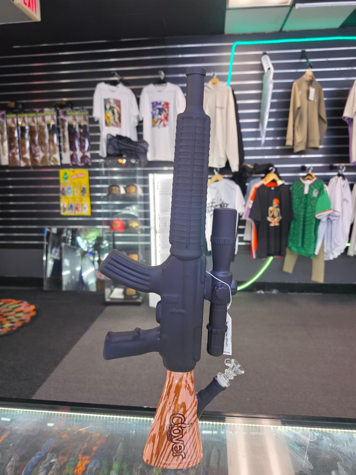 Clover Glass Rifle-Inspired Novelty Piece - Daddy Smoke & Gift Shop Rancho Cordova